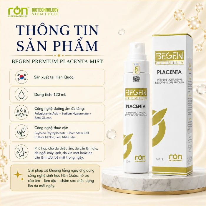 Thông tin sản phẩm – BEGEN PREMIUM PLACENTA MIST 120 ml