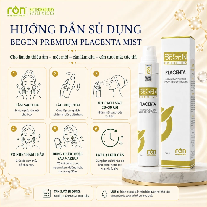 Hướng dẫn sử dụng – BEGEN PREMIUM PLACENTA MIST 120 ml
