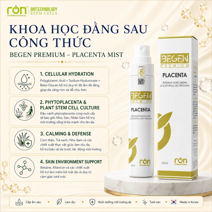 Khoa học đằng sau công thức – BEGEN PREMIUM PLACENTA MIST 120 ml