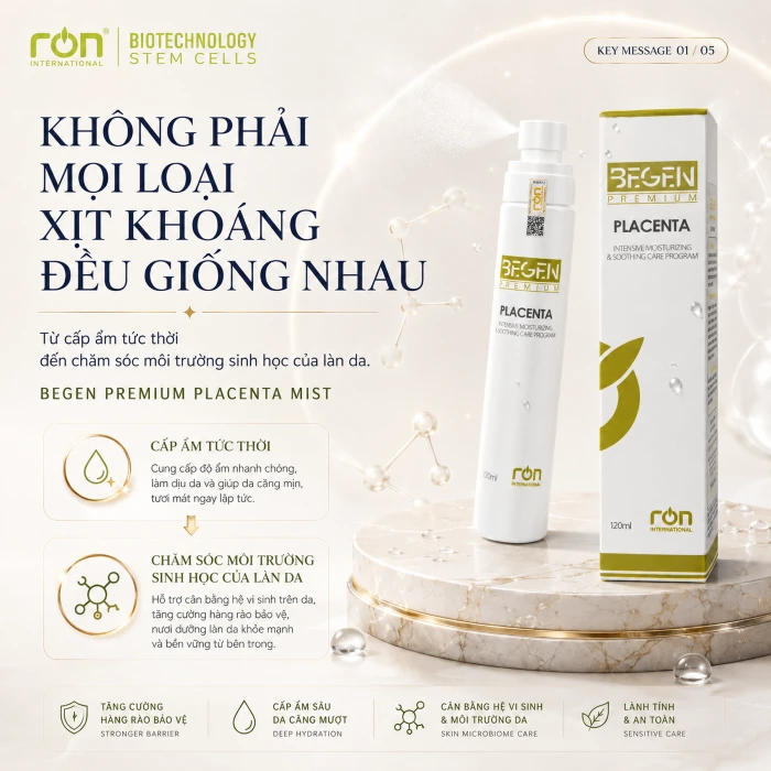 Không phải mọi loại xịt khoáng đều giống nhau – BEGEN PREMIUM PLACENTA MIST 120 ml