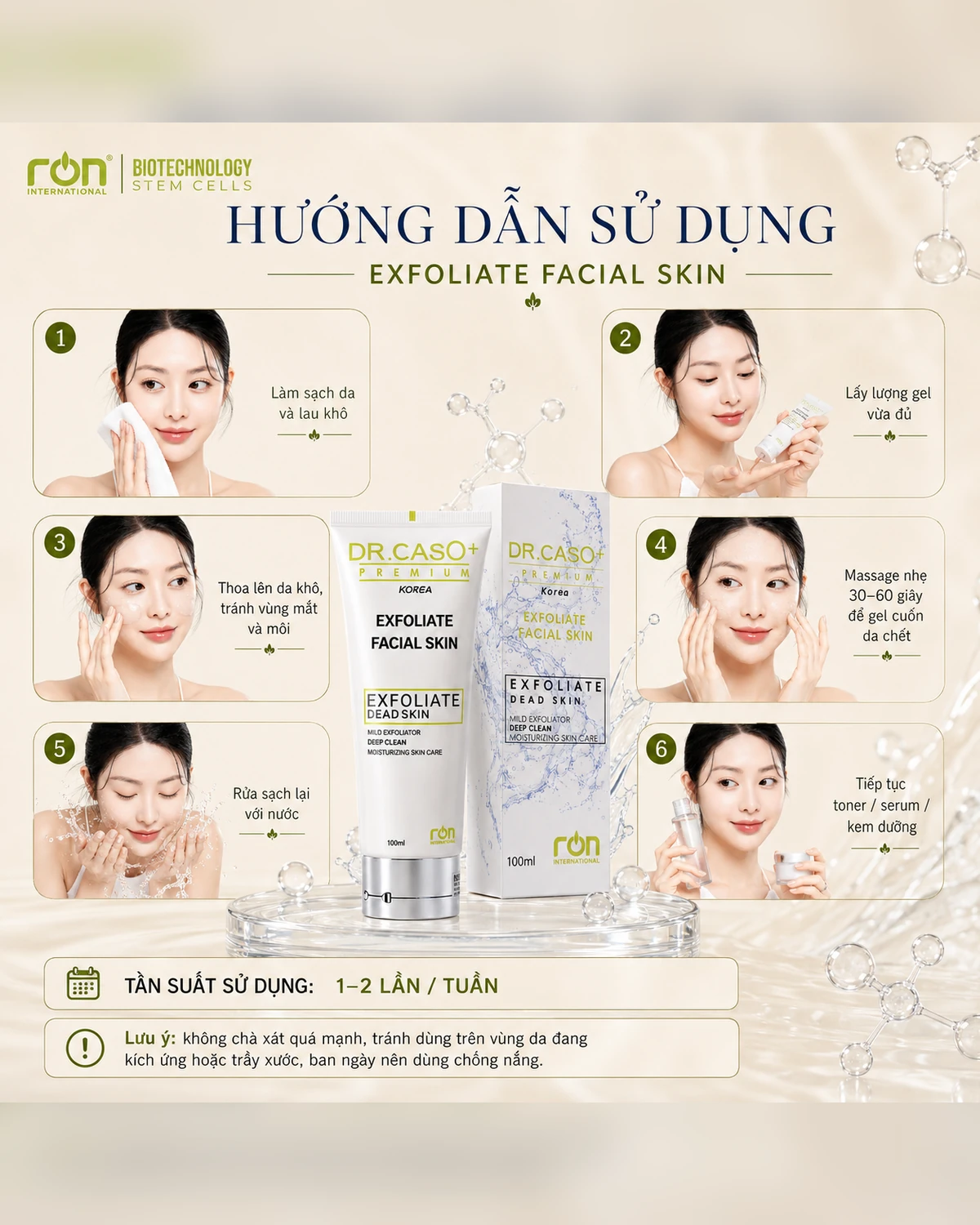 Hướng dẫn sử dụng DR.CASO+ PREMIUM EXFOLIATE FACIAL SKIN