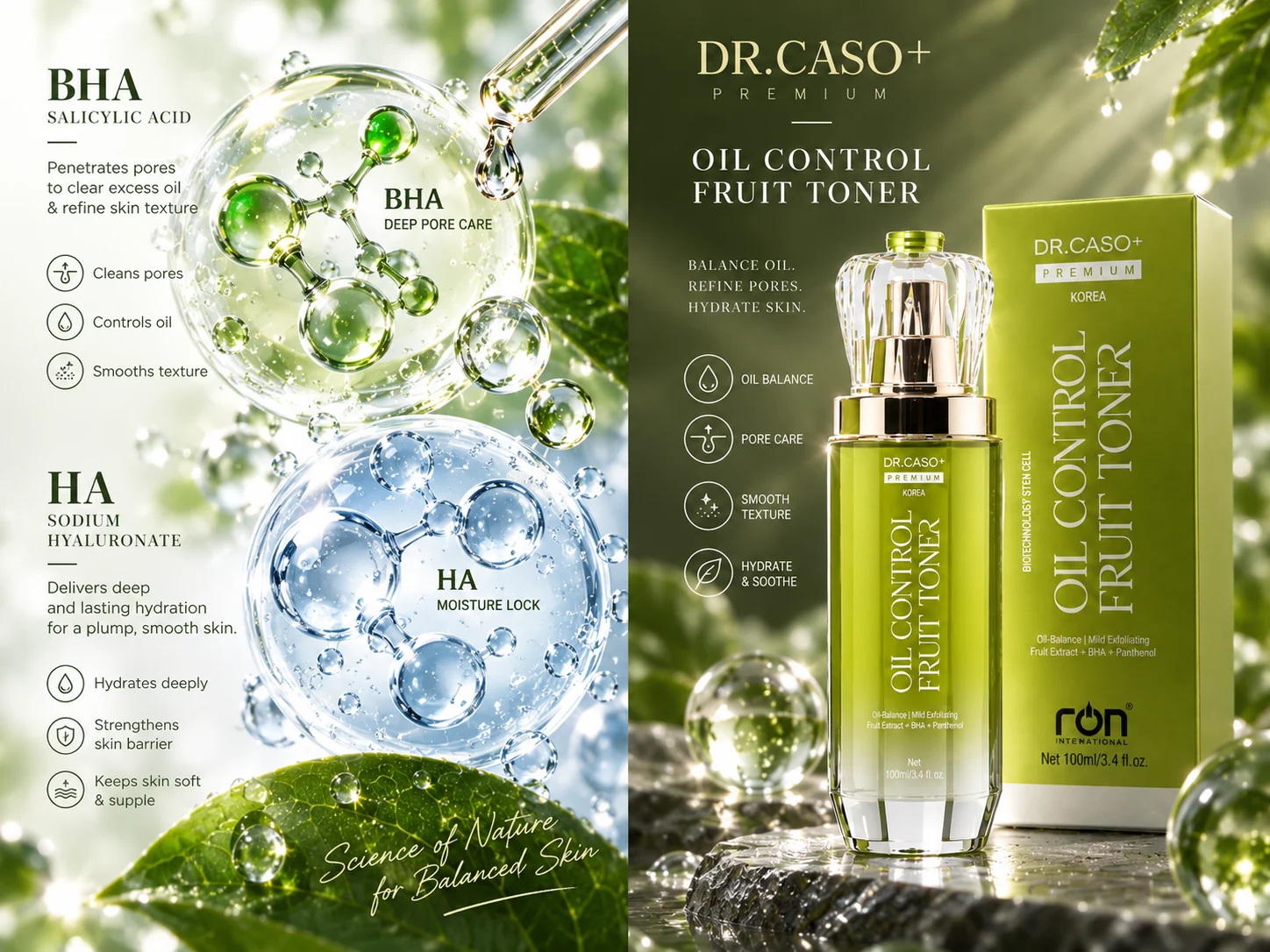 Mô phỏng BHA và HA của DR.CASO+ PREMIUM OIL CONTROL FRUIT TONER