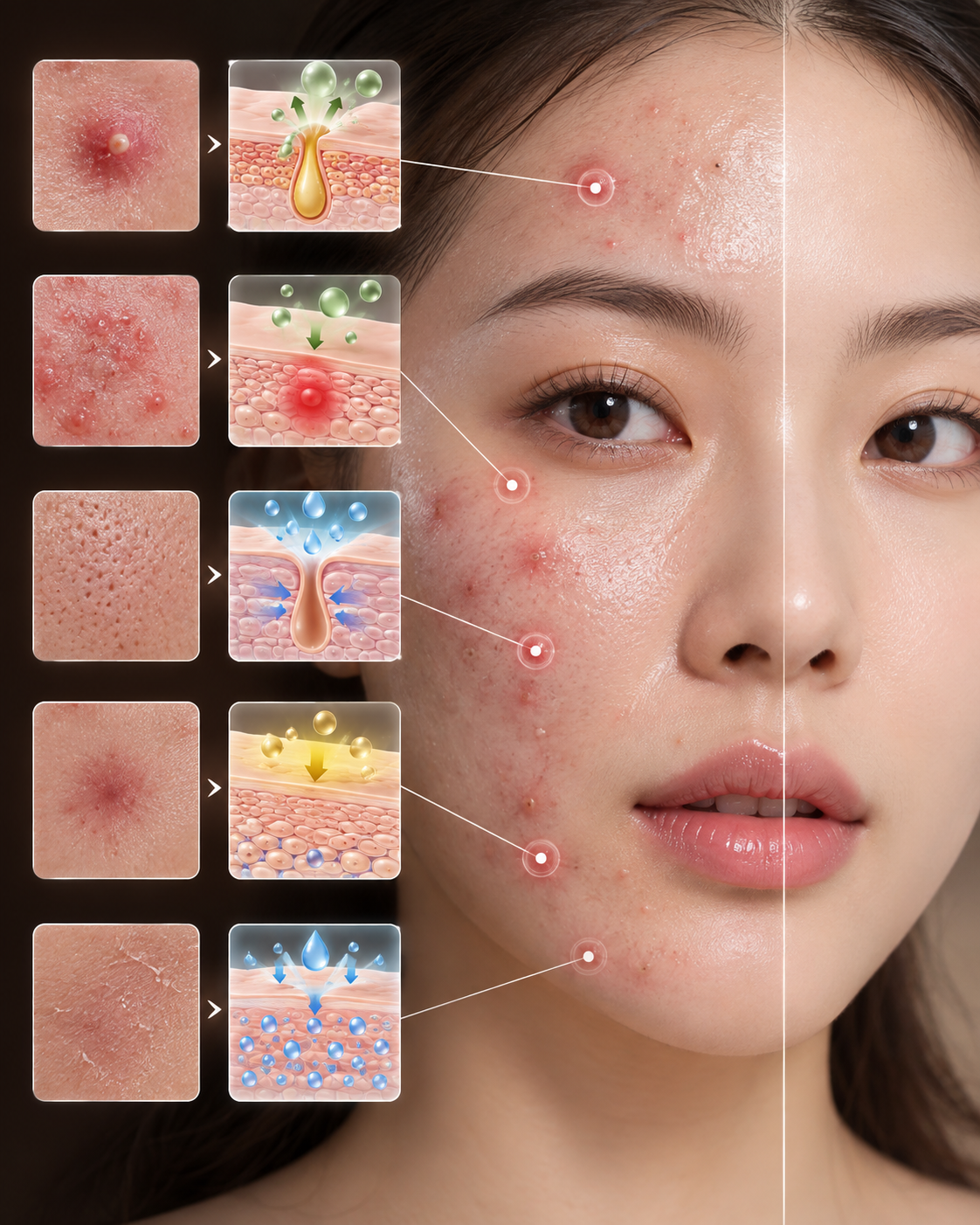 Mô phỏng trực quan cơ chế chăm sóc da AC Clear