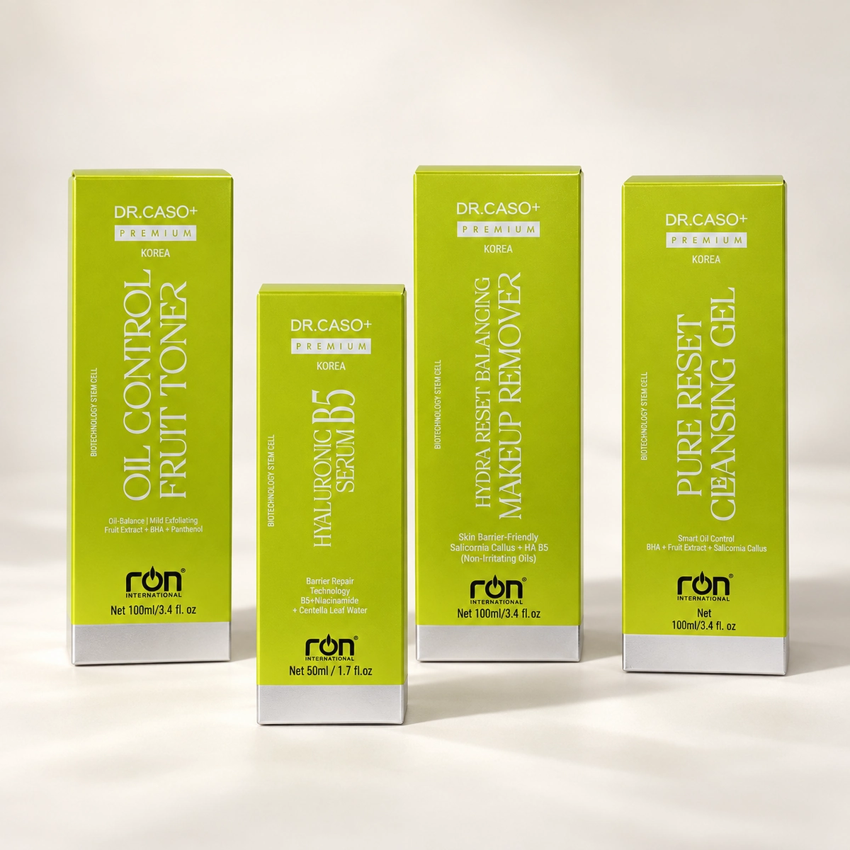 Bộ hộp sản phẩm DR.CASO+ PREMIUM® — toàn cảnh