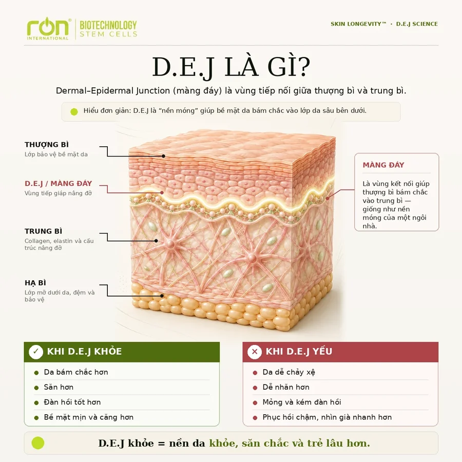 Sơ đồ cấu trúc vùng tiếp giáp thượng bì và trung bì – D.E.J