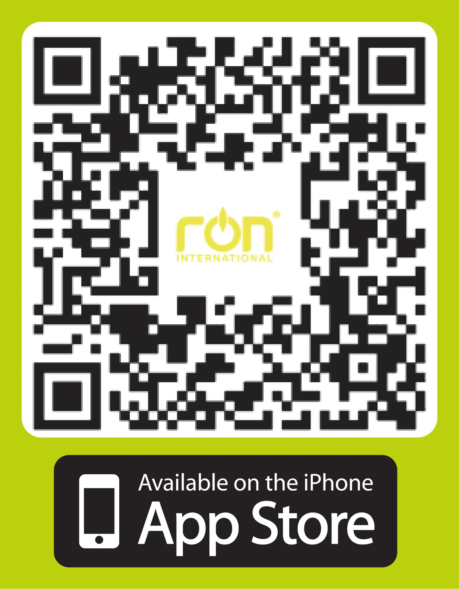Mã QR tải ứng dụng RON INTERNATIONAL® trên App Store cho iPhone.
