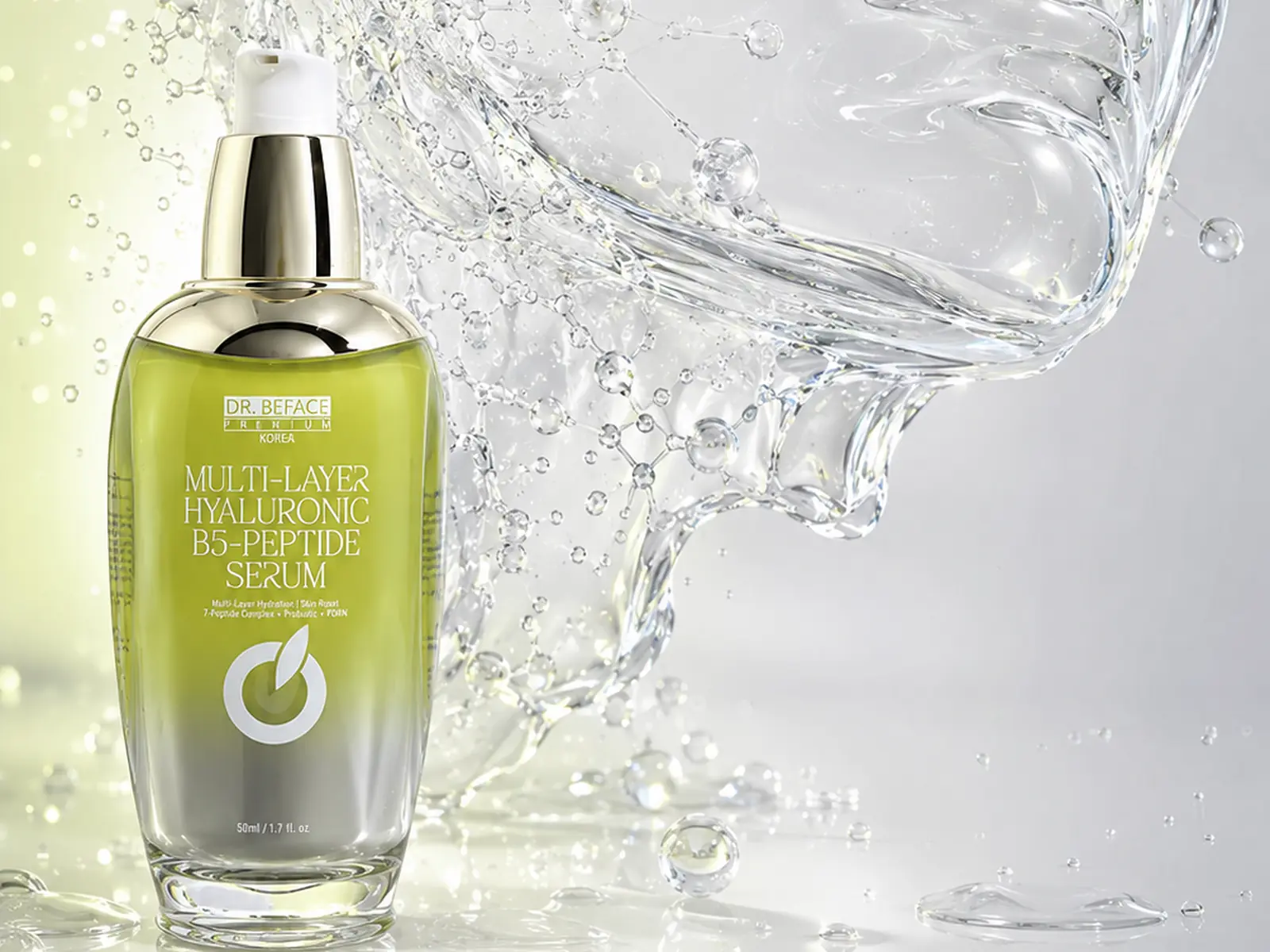 Serum Hyaluronic B5 Peptide DR.BEFACE bên dải nước trong suốt.
