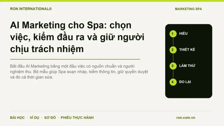 AI Marketing cho Spa: chọn việc, kiểm đầu ra và giữ người chịu trách nhiệm