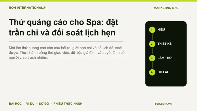 Thử quảng cáo cho Spa: đặt trần chi và đối soát lịch hẹn